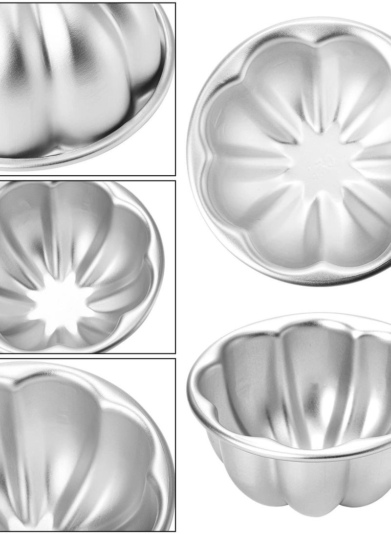 12 Pack Flower Shaped Egg Tart Molds, Aluminum Alloy Pudding and Cake Baking Cups, Reusable Cupcake Muffin Jelly Non-Stick Kitchen Accessories