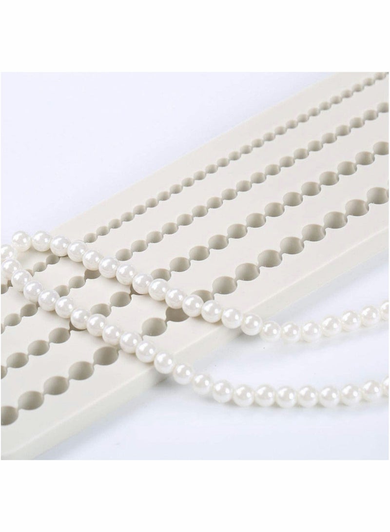Pearl Borders Silicone Fondant Moulds Polymer Clay 4 Sizes Round Chain Mould for Sugar Craft Cupcake Toppers Baby Shower Wedding Party Cake Decorating