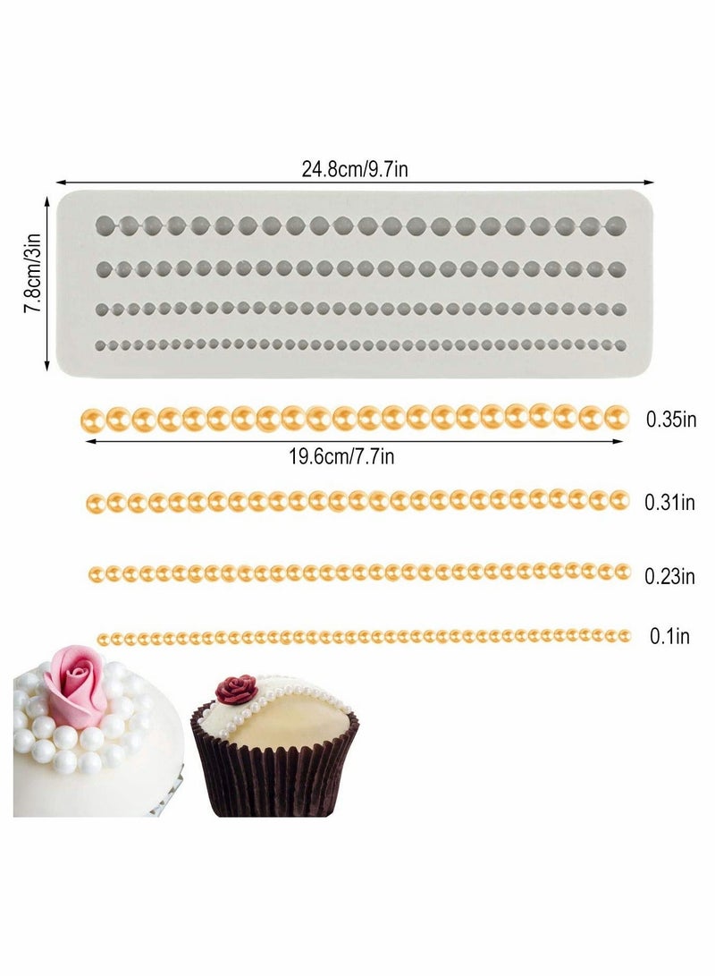 Pearl Borders Silicone Fondant Moulds Polymer Clay 4 Sizes Round Chain Mould for Sugar Craft Cupcake Toppers Baby Shower Wedding Party Cake Decorating