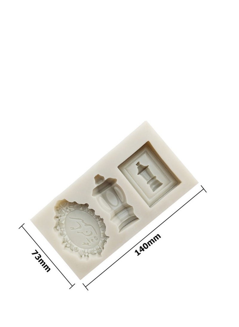 Eid 3 Cavity Arabic Letter Totem Shape DIY Plaster Clay Craft Pudding Biscuit Chocolate Soap silicone Mold