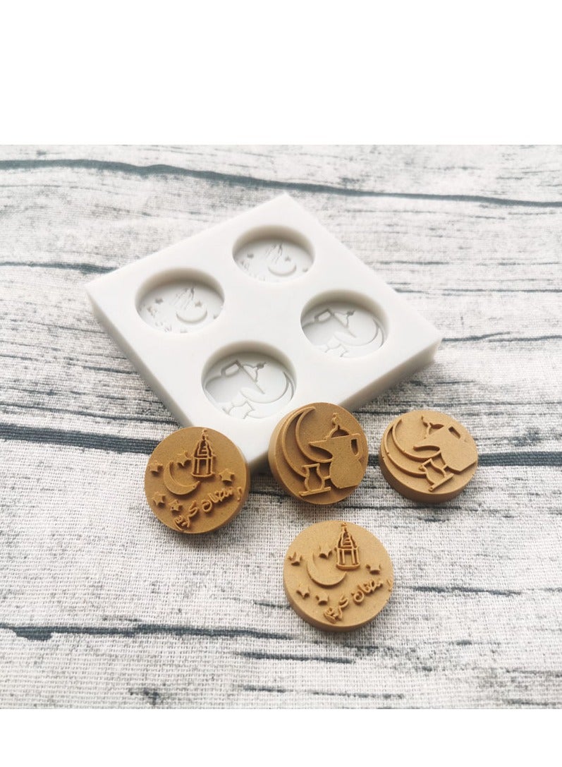 Eid 3 Cavity Arabic Letter Totem Shape DIY Plaster Clay Craft Pudding Biscuit Chocolate Soap silicone Mold