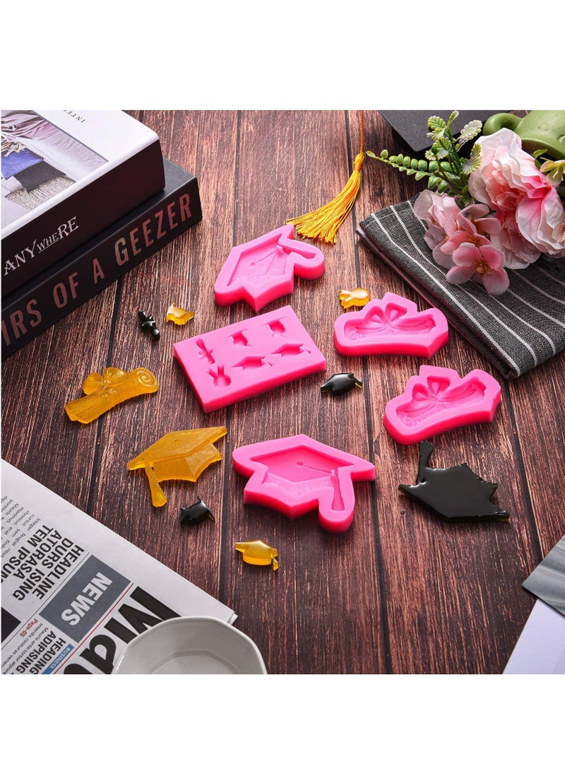 5 Pack Graduation Silicone Mold Set 2023 Kitchen Baking Mold Chocolate Candy Molds Resin for Grad Party Cake Cupcake Topper Decoration