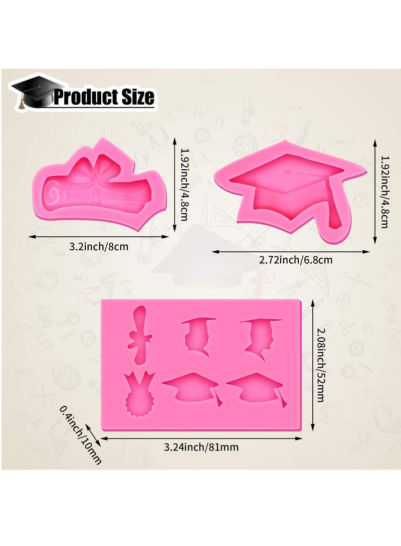 5 Pack Graduation Silicone Mold Set 2023 Kitchen Baking Mold Chocolate Candy Molds Resin for Grad Party Cake Cupcake Topper Decoration