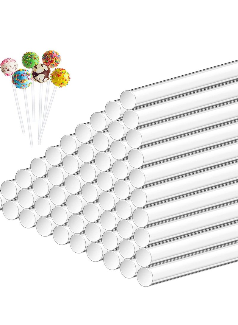 100 Pieces Acrylic Lollipop Sticks 6 Inch Clear Reusable Rods for Making Lollipops Cake Pops Candies Chocolates and Cookies