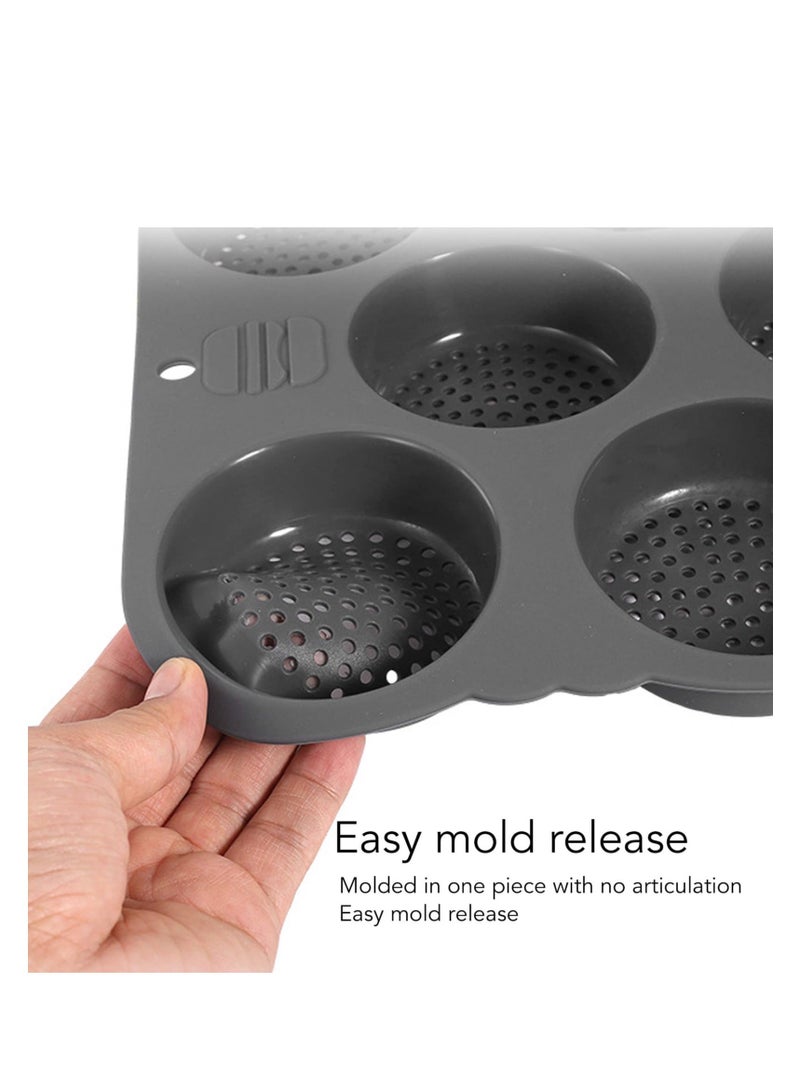 Hamburger Bun Pan, 11.7x10.0x1.2 inch Pan Baking Silicone Mold, 8 Cavity Cup Big Non-Stick for Gluten Buns Homemade