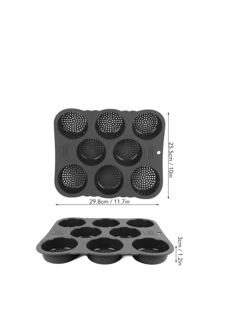 Hamburger Bun Pan, 11.7x10.0x1.2 inch Pan Baking Silicone Mold, 8 Cavity Cup Big Non-Stick for Gluten Buns Homemade