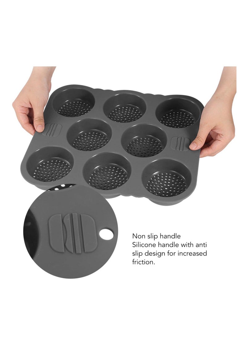 Hamburger Bun Pan, 11.7x10.0x1.2 inch Pan Baking Silicone Mold, 8 Cavity Cup Big Non-Stick for Gluten Buns Homemade