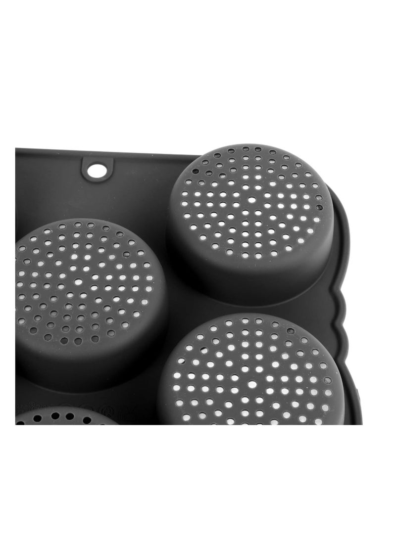 Hamburger Bun Pan, 11.7x10.0x1.2 inch Pan Baking Silicone Mold, 8 Cavity Cup Big Non-Stick for Gluten Buns Homemade