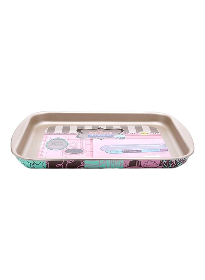 La Pasticceria 34cm 2.9L Aluminum Shallow Roasting Pan with Starflon PFOA Free Nonstick Coating Stainless Steel 34cm