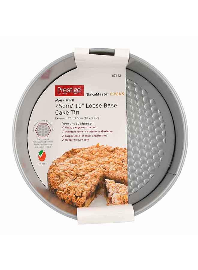 Loose Base Round Cake Pan Metal Silver 25cm