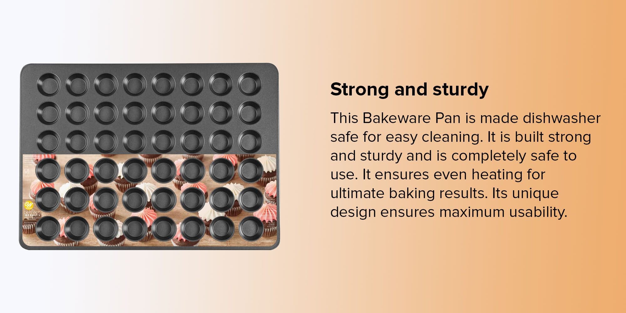 48-Cavities Mini Muffin Bakeware Pan Black 15x21inch