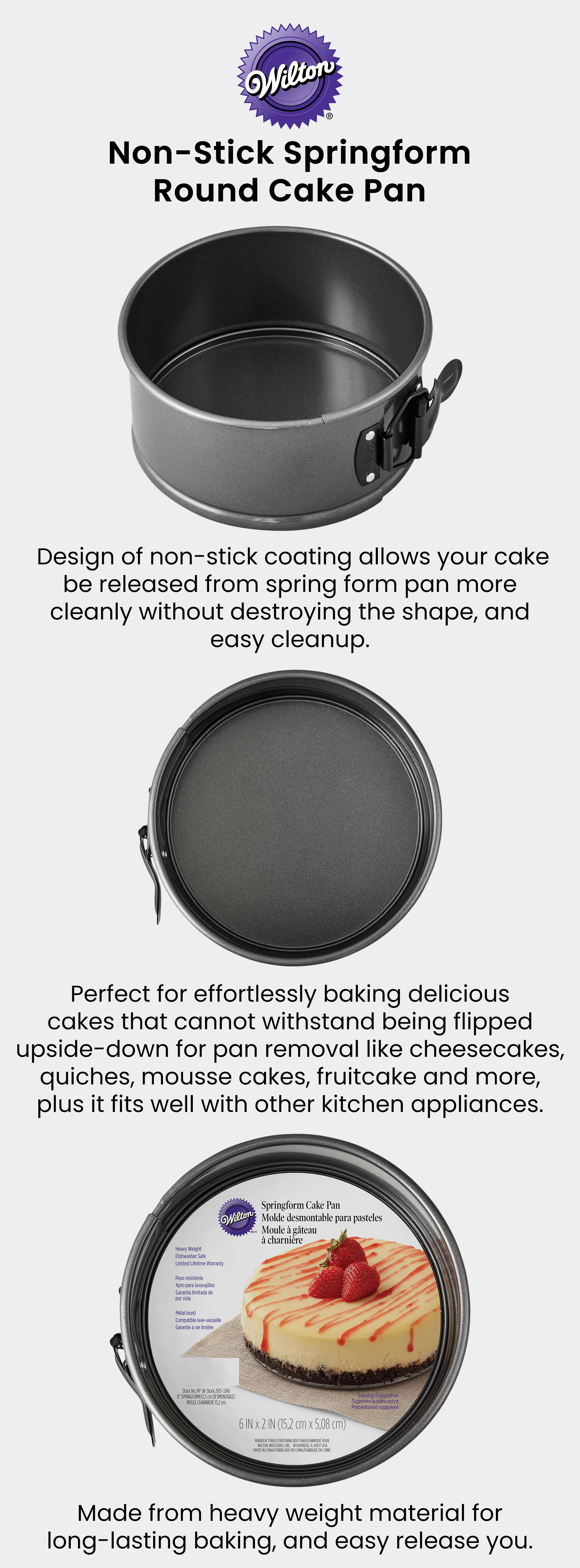 Non-Stick Springform Round Cake Pan Black 6x2.75inch