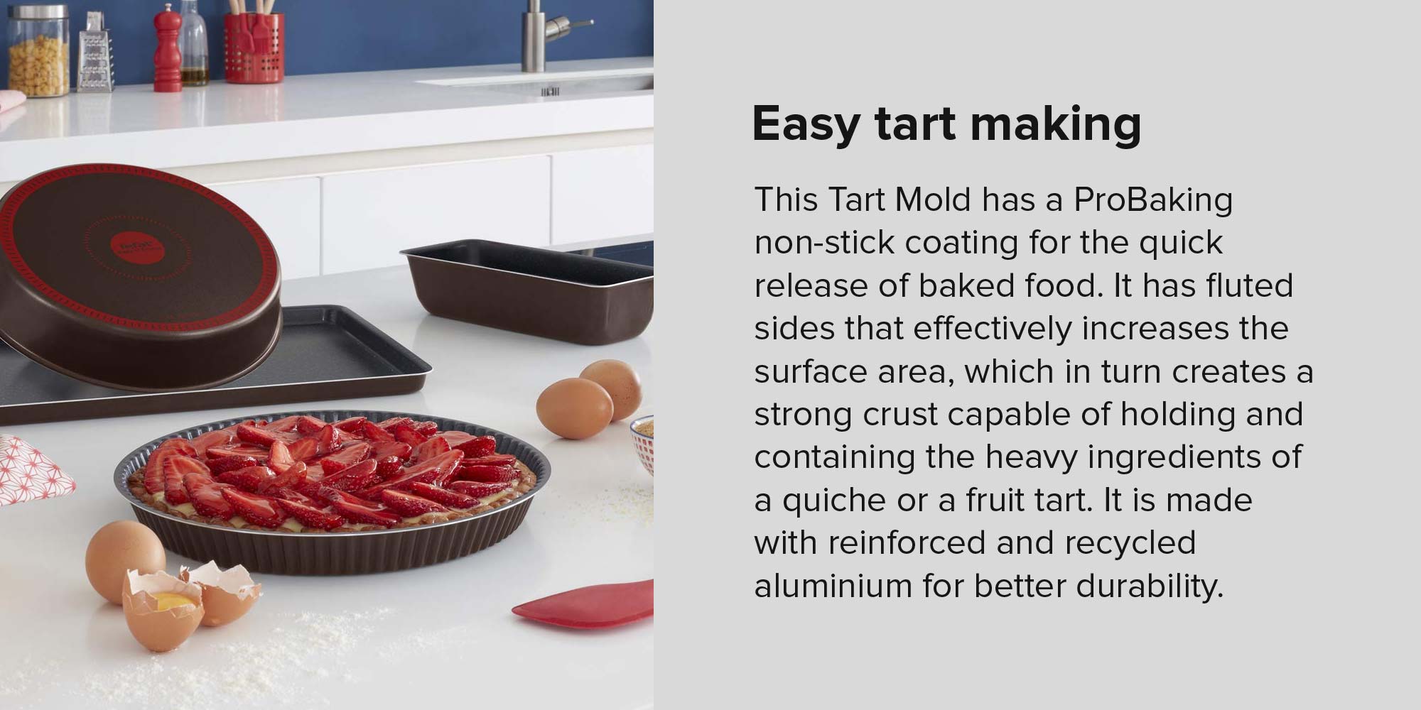 Perfectbake 33Cm Fluted Tart Mold Aluminum Non-Stick Dark Grey 33cm