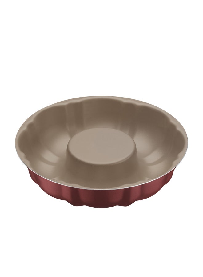 Brasil 24cm 2L Red Aluminum Cake Pan with Interior and Exterior Starflon Max PFOA Free Nonstick Coating Black