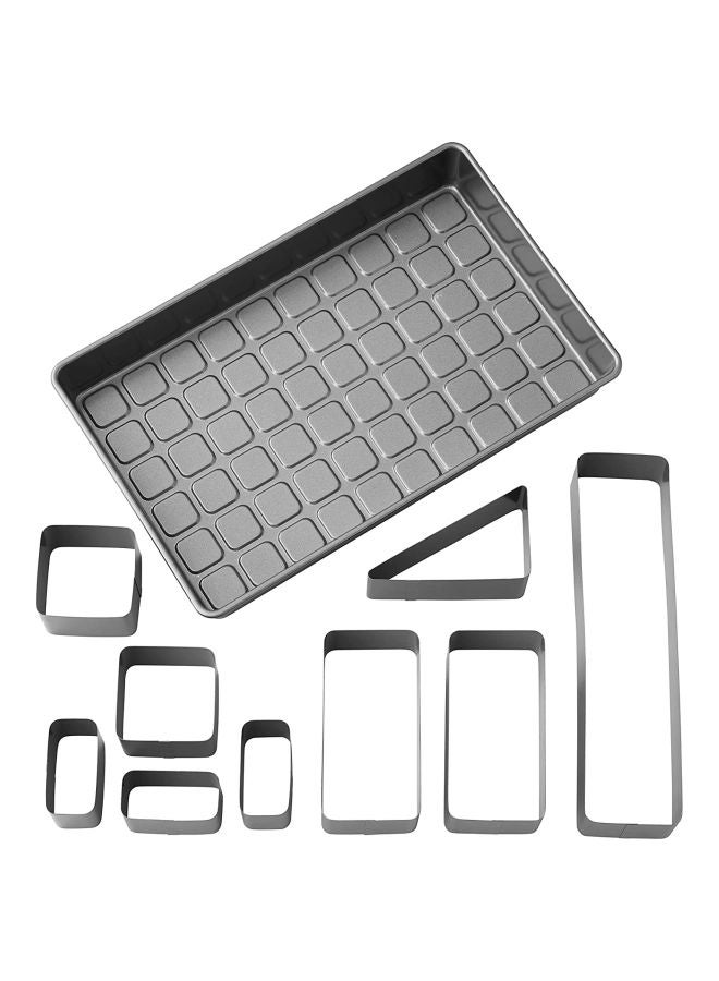 10-Piece Celebration Pan Set Grey 36.5x22.5x5.08cm