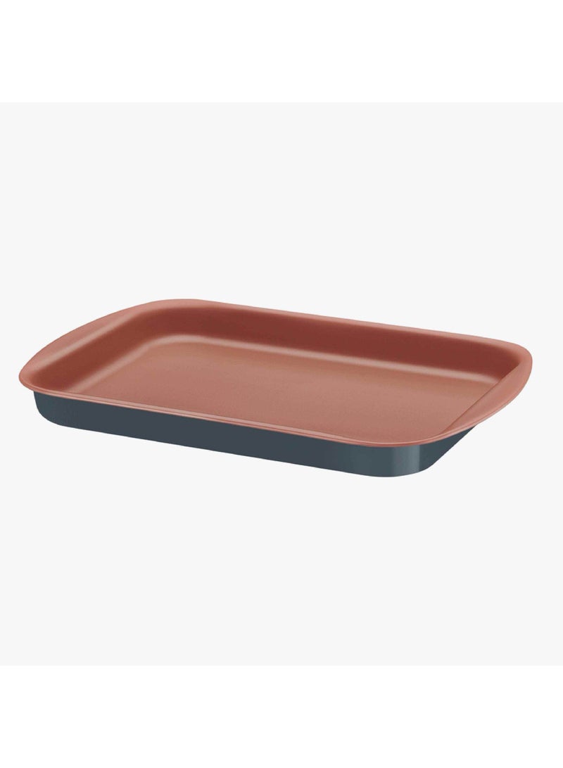 Since 1911,Made in Brazil- Bakery 28cm 2L Graphite Gray Aluminum Shallow Roasting Pan with Interior Copper PFOA Free Nonstick Coating