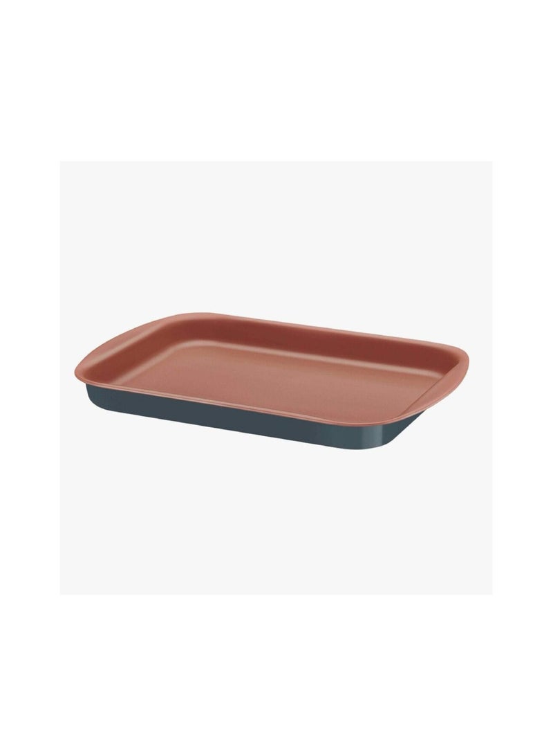 Since 1911,Made in Brazil- Bakery 34cm 2.9L Graphite Gray Aluminum Shallow Roasting Pan with Interior Copper PFOA Free Nonstick Coating