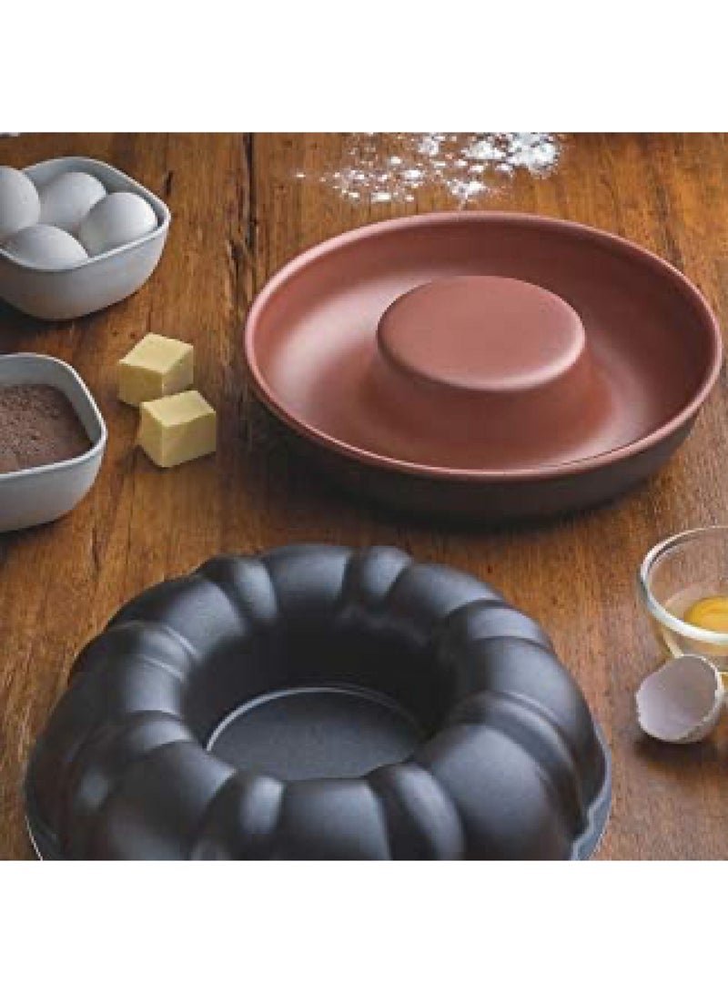 Since 1911,Made in Brazil- Bakery 24cm 1.4L Graphite Gray Aluminum Cake Mold with Interior Copper Starflon T1 PFOA Free Nonstick Coating