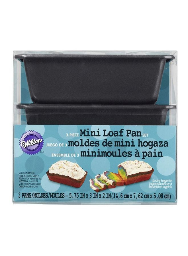 Pack Of 3 Mini Loaf Pan Black 3x (5.75x3x2)inch