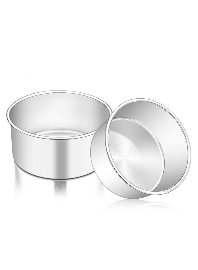 6 Inch Cake Pan 6” X 3” Deep Round Cake Pan Tier Baking Pans Set Stainless Steel For Baking Steaming Serving Healthy & Toxic Free Deep & Straight Size Oven & Dishwasher Safe Set Of 2