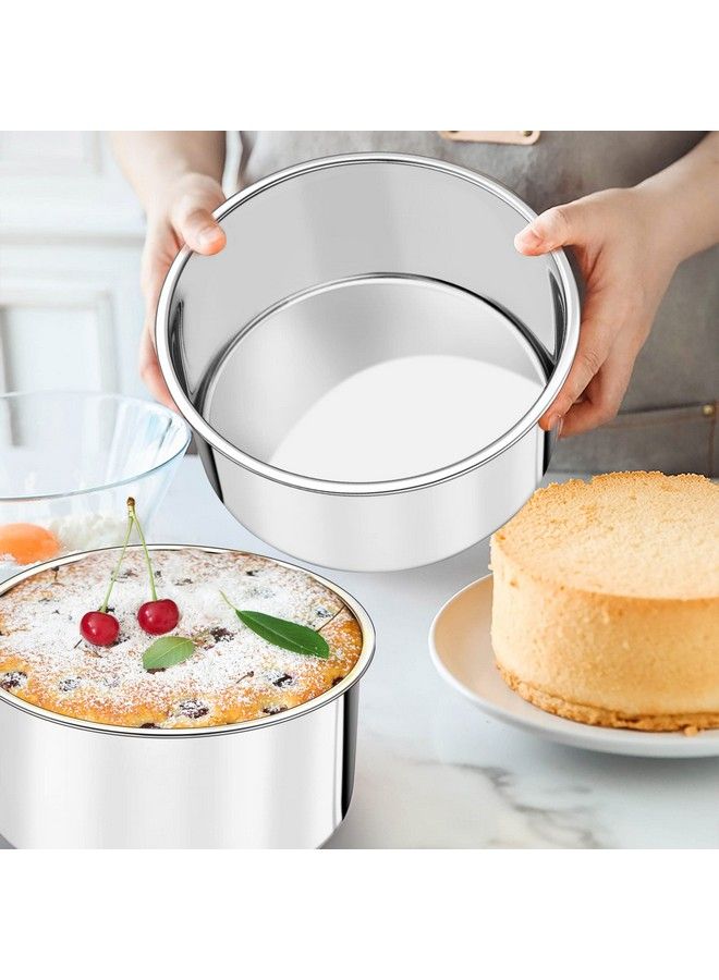 6 Inch Cake Pan 6” X 3” Deep Round Cake Pan Tier Baking Pans Set Stainless Steel For Baking Steaming Serving Healthy & Toxic Free Deep & Straight Size Oven & Dishwasher Safe Set Of 2