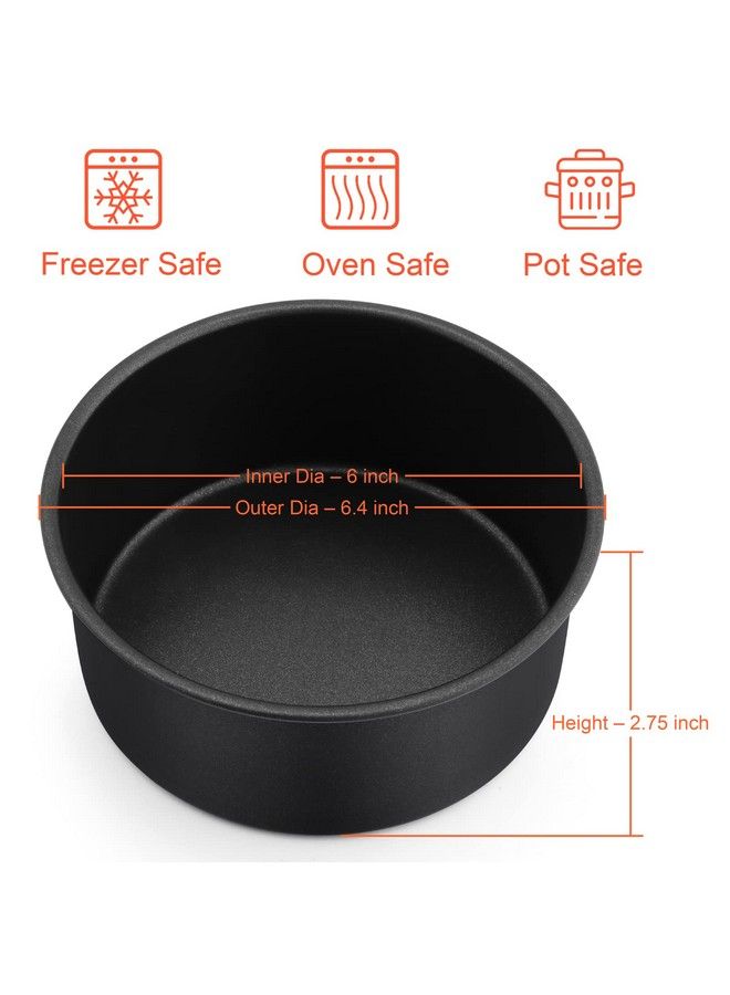 Cake Pan 6’’ X 2.75’’ Coated Birthday Wedding Cake Pan Round Baking Pans With Stainless Steel Core & Nonstick Coating Toxic Free Oven Safe & Antimelt Deep Straight Side Set Of 2