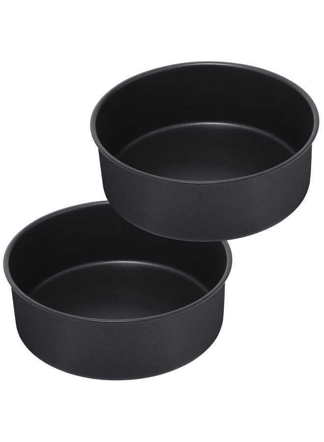 8 X 3 Inch Cake Pan Set 2 Pieces Stainless Steel Black Nonstick Coating Baking Round Cake Pan For Birthday Wedding Layer Cakes Nontoxic & Antirust Onepiece Design & Heavy Duty