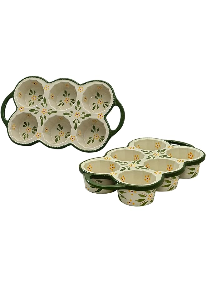 Old World Bakeware Set,Set of 2 Muffin Pans Non-stick Ceramic Muffin Cakes Bread Jelly Baking Tray-Green