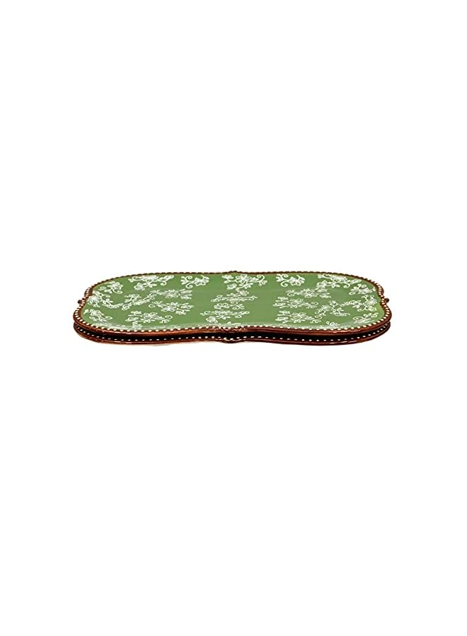 Floral Lace Bakeware Set,Set of 2 Square Soup and Sandwich Set- Green