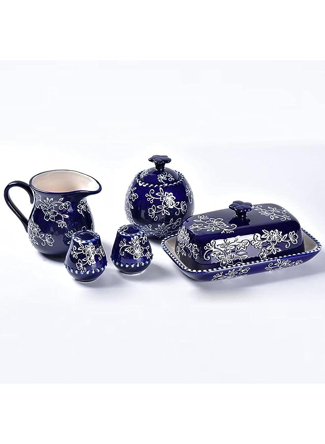 Floral Lace Bakeware Set,7 Piece Completer Set- Blue