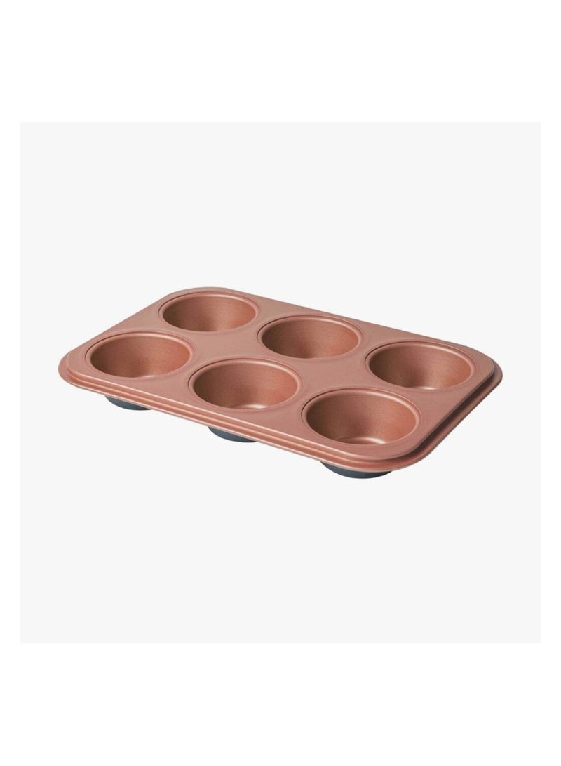 Since 1911,Made in Brazil- Bakery 24cm Graphite Gray Aluminum Cupcake Pan with Interior Copper PFOA Free Nonstick Coating