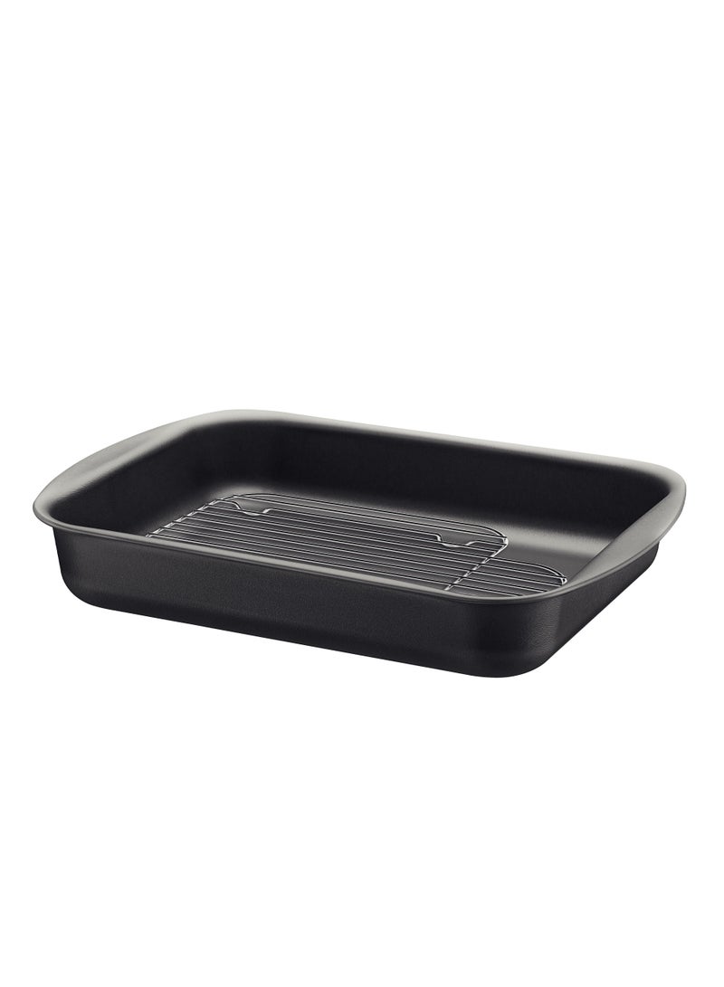 Since 1911,Made in Brazil- Brasil Graphite 34cm 4.9L Aluminum Deep Roasting Pan with Grill and Starflon Max PFOA Free Nonstick Interior and Exterior Coating