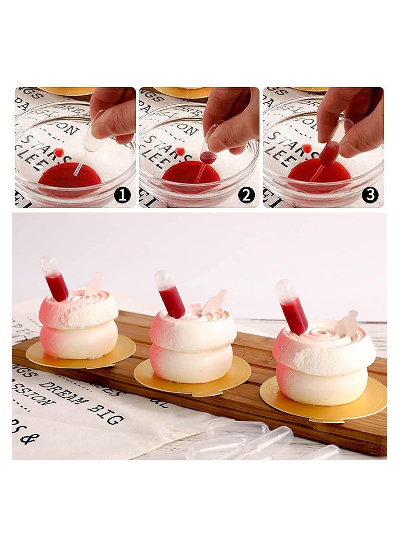 Cupcakes Pipettes,100 Pcs 4ml Clear Plastic Transfer Liquid Dropper Pipettes, Suitable for Chocolate or Strawberries Cupcakes, Ice Cream, Mini Cakes, Waffles, Kitchen Supplies