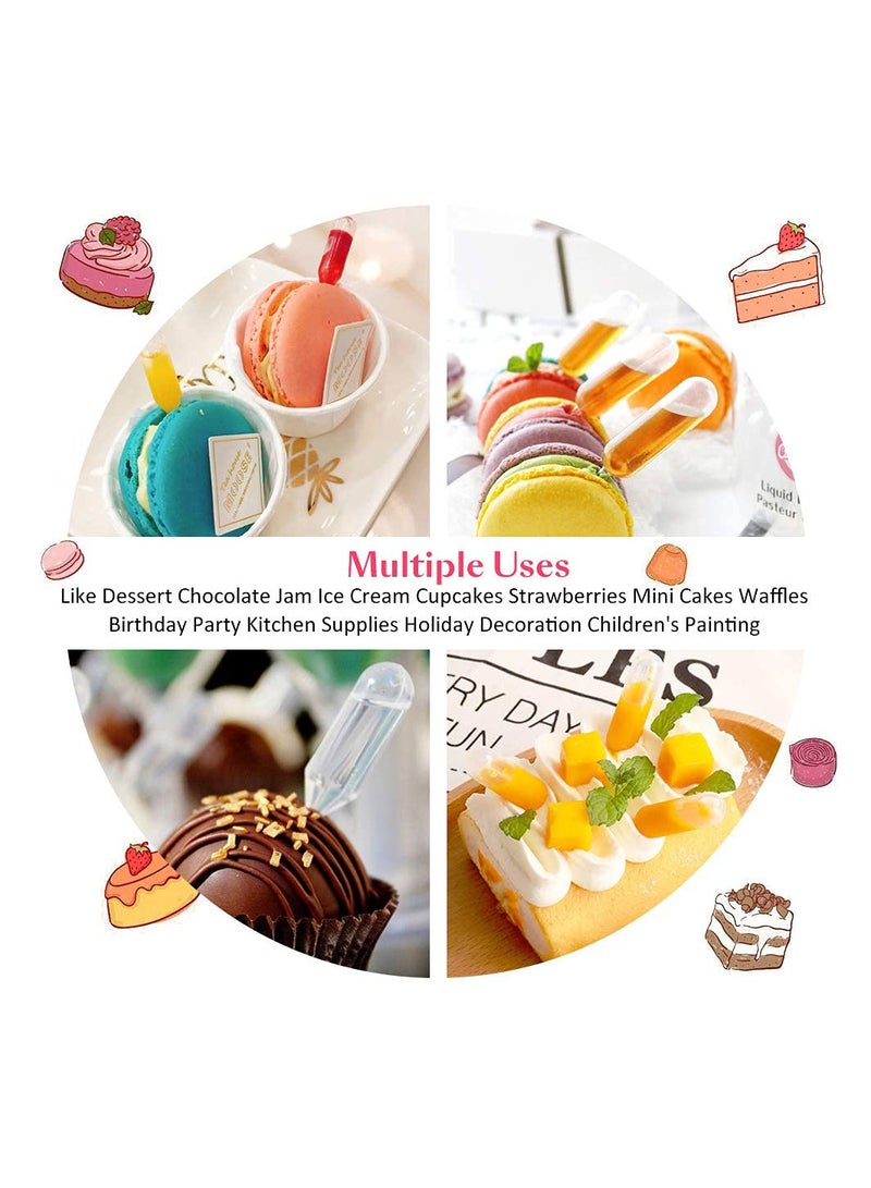 Cupcakes Pipettes,100 Pcs 4ml Clear Plastic Transfer Liquid Dropper Pipettes, Suitable for Chocolate or Strawberries Cupcakes, Ice Cream, Mini Cakes, Waffles, Kitchen Supplies