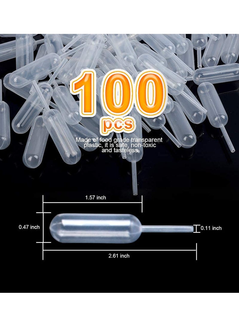 Cupcakes Pipettes,100 Pcs 4ml Clear Plastic Transfer Liquid Dropper Pipettes, Suitable for Chocolate or Strawberries Cupcakes, Ice Cream, Mini Cakes, Waffles, Kitchen Supplies