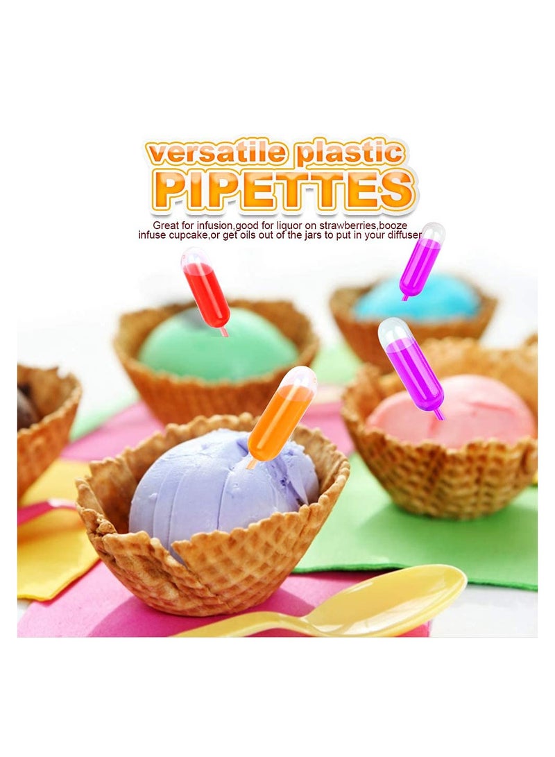 Cupcakes Pipettes,100 Pcs 4ml Clear Plastic Transfer Liquid Dropper Pipettes, Suitable for Chocolate or Strawberries Cupcakes, Ice Cream, Mini Cakes, Waffles, Kitchen Supplies