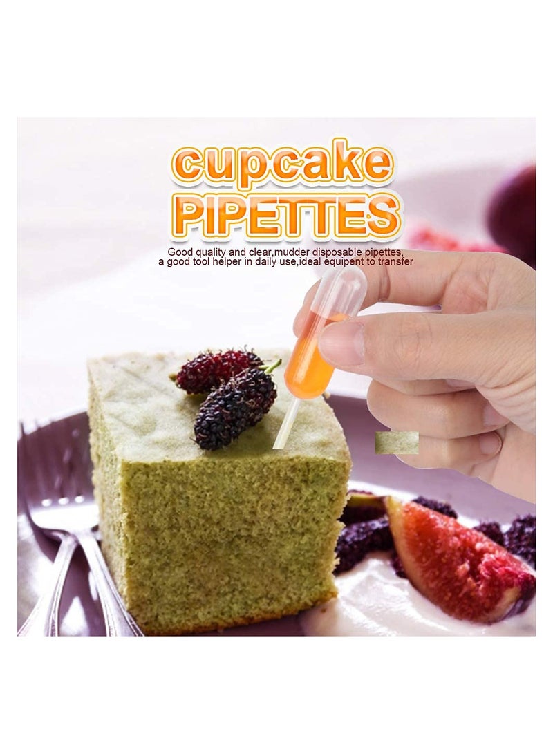 Cupcakes Pipettes,100 Pcs 4ml Clear Plastic Transfer Liquid Dropper Pipettes, Suitable for Chocolate or Strawberries Cupcakes, Ice Cream, Mini Cakes, Waffles, Kitchen Supplies
