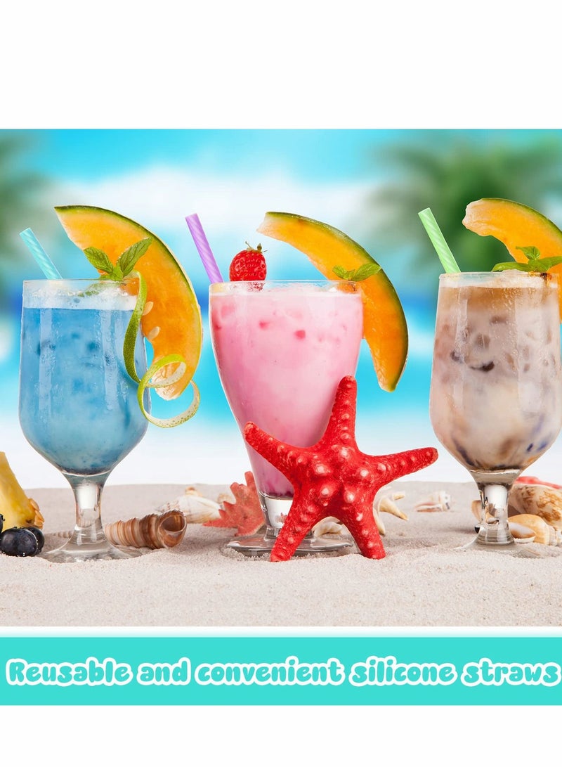 Reusable Straws, 4 Set Silicone Straws with Case Foldable Portable Drinking Straw for Party Travel Cold or Hot Carry