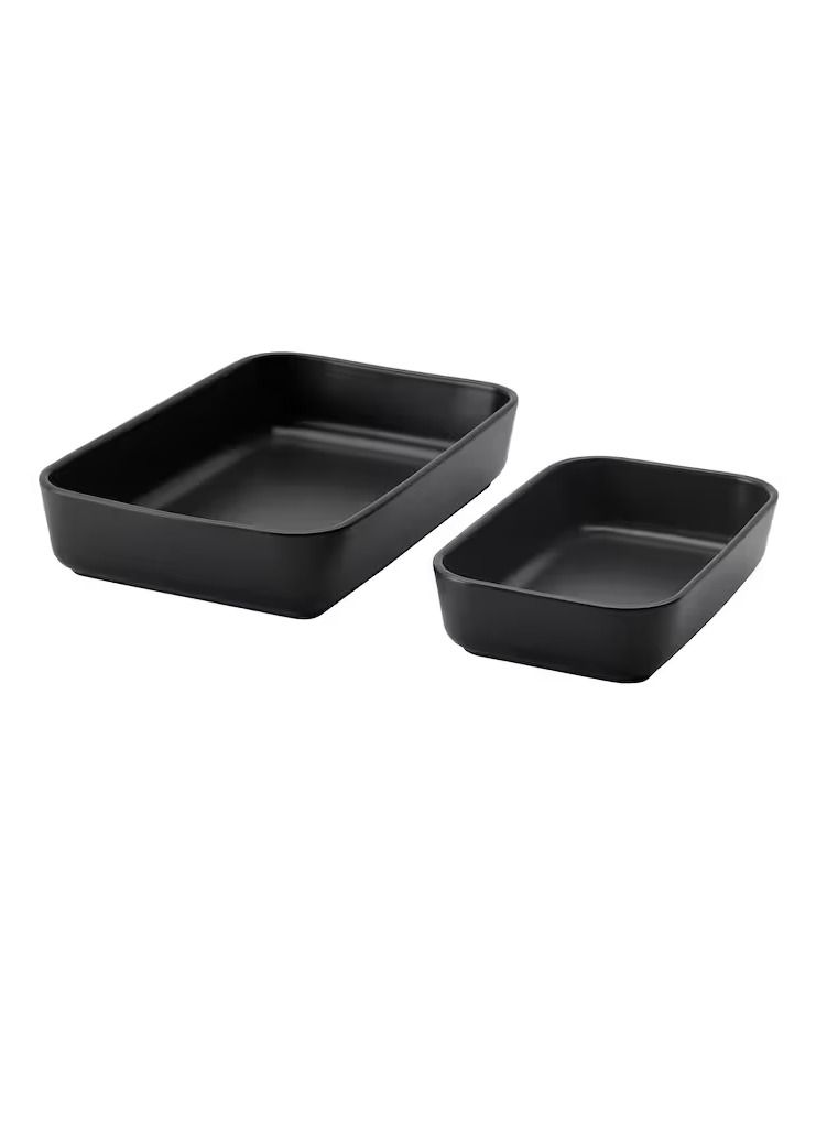 Oven/serving dish set of 2, dark grey