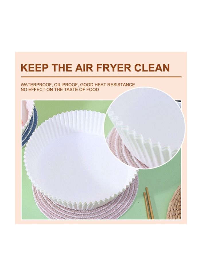 Air Fryer Disposable Paper Liner, 50PCS Non-stick Disposable Air Fryer Liners, Baking Paper for Air Fryer Oil-proof, Water-proof, Parchment for Baking Roasting Microwave 16CM (White)