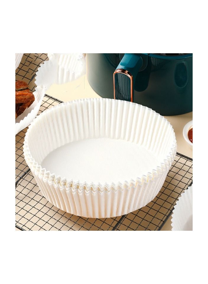 Air Fryer Disposable Paper Liner, 50PCS Non-stick Disposable Air Fryer Liners, Baking Paper for Air Fryer Oil-proof, Water-proof, Parchment for Baking Roasting Microwave 16CM (White)
