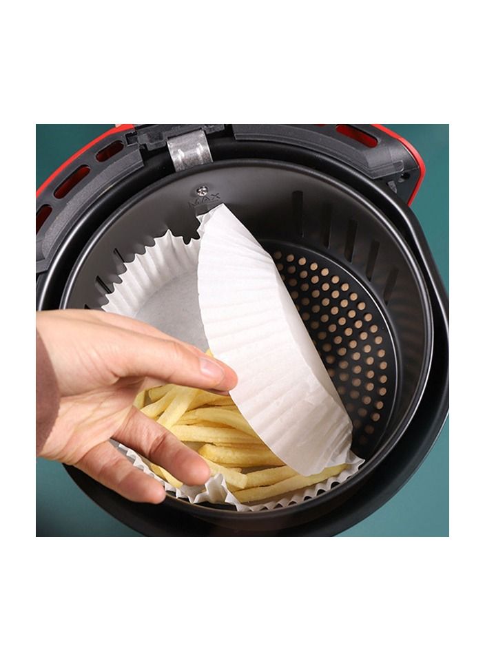 Air Fryer Disposable Paper Liner, 50PCS Non-stick Disposable Air Fryer Liners, Baking Paper for Air Fryer Oil-proof, Water-proof, Parchment for Baking Roasting Microwave 16CM (White)