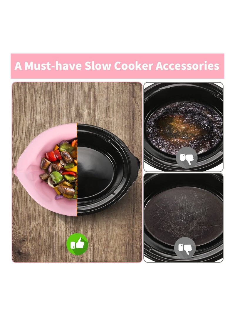 2 Pack Silicone Slow Cooker Liners, Reusable Liners Leakproof Bags Oval Pot Fit 6-8 Quarts Crockpot Easy Clean for or Round