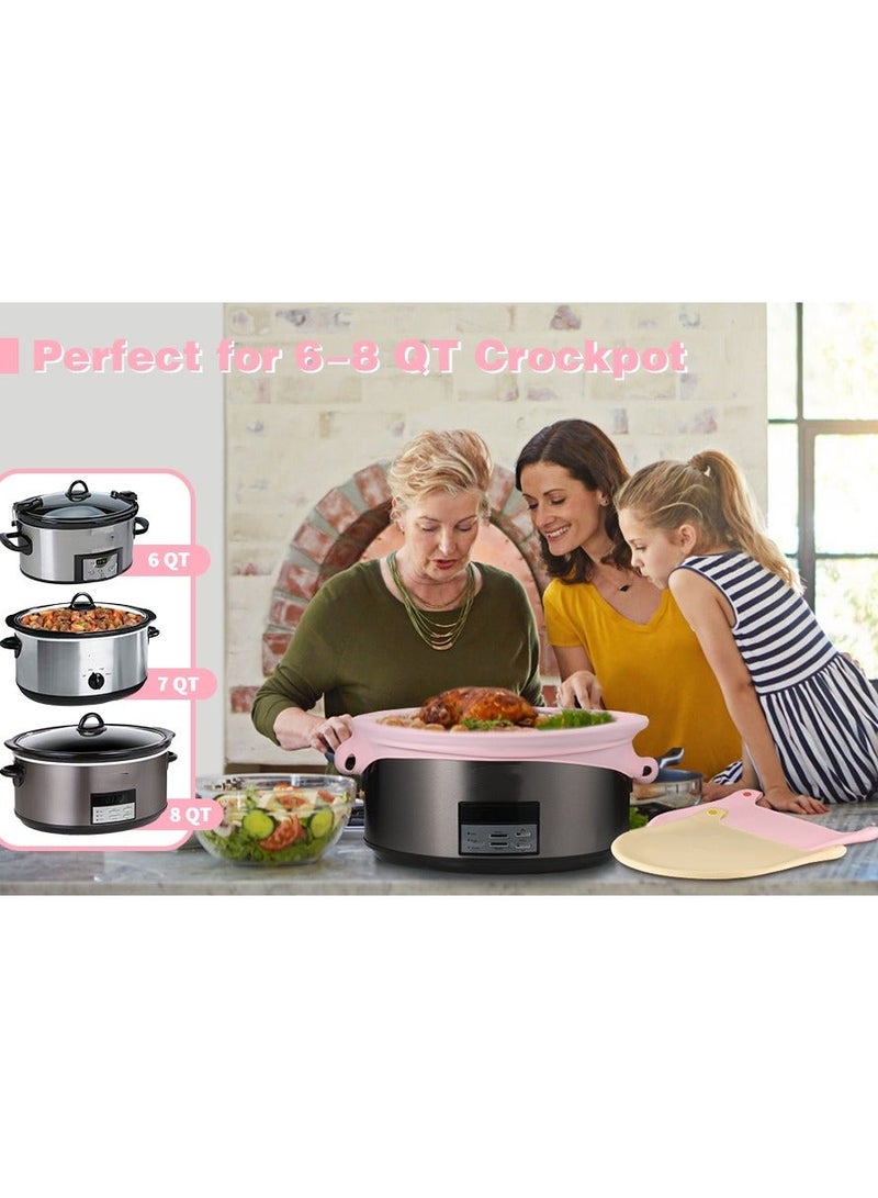 2 Pack Silicone Slow Cooker Liners, Reusable Liners Leakproof Bags Oval Pot Fit 6-8 Quarts Crockpot Easy Clean for or Round