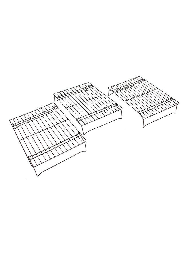 Cooling Rack 3 Layers Stackable Saving Space Cake Stand Black 35*5.5*25cm