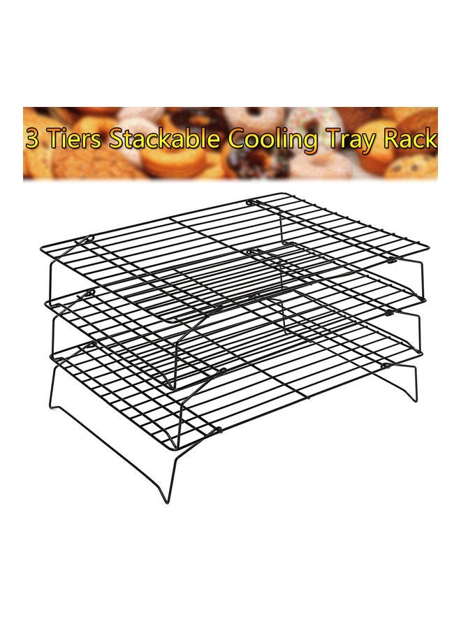 Cooling Rack 3 Layers Stackable Saving Space Cake Stand Black 35*5.5*25cm