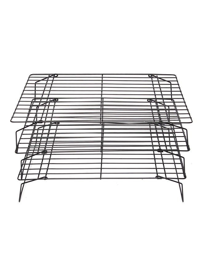 Cooling Rack 3 Layers Stackable Saving Space Cake Stand Black 35*5.5*25cm