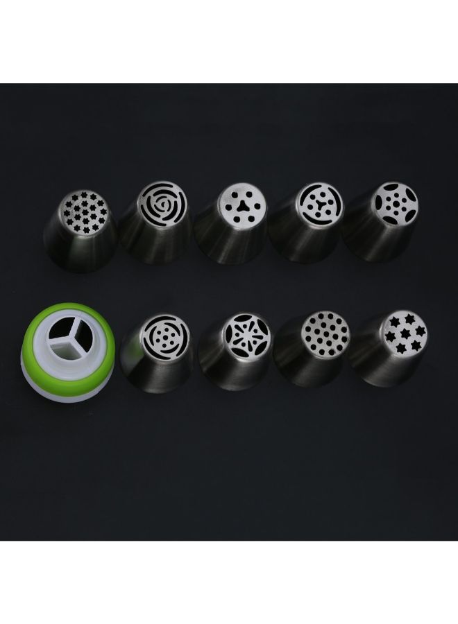 9-Piece Cake Icing Nozzle Silver 4.2 x 3.7 x 0.25centimeter