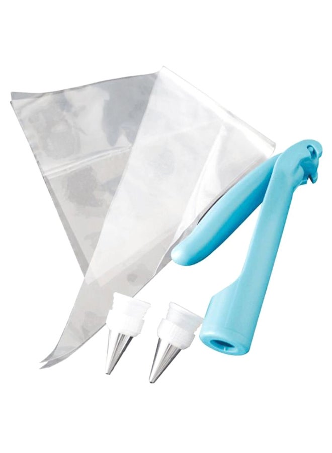 Cake Decorating Icing Cone With Nozzle And Pen White/Silver/Blue
