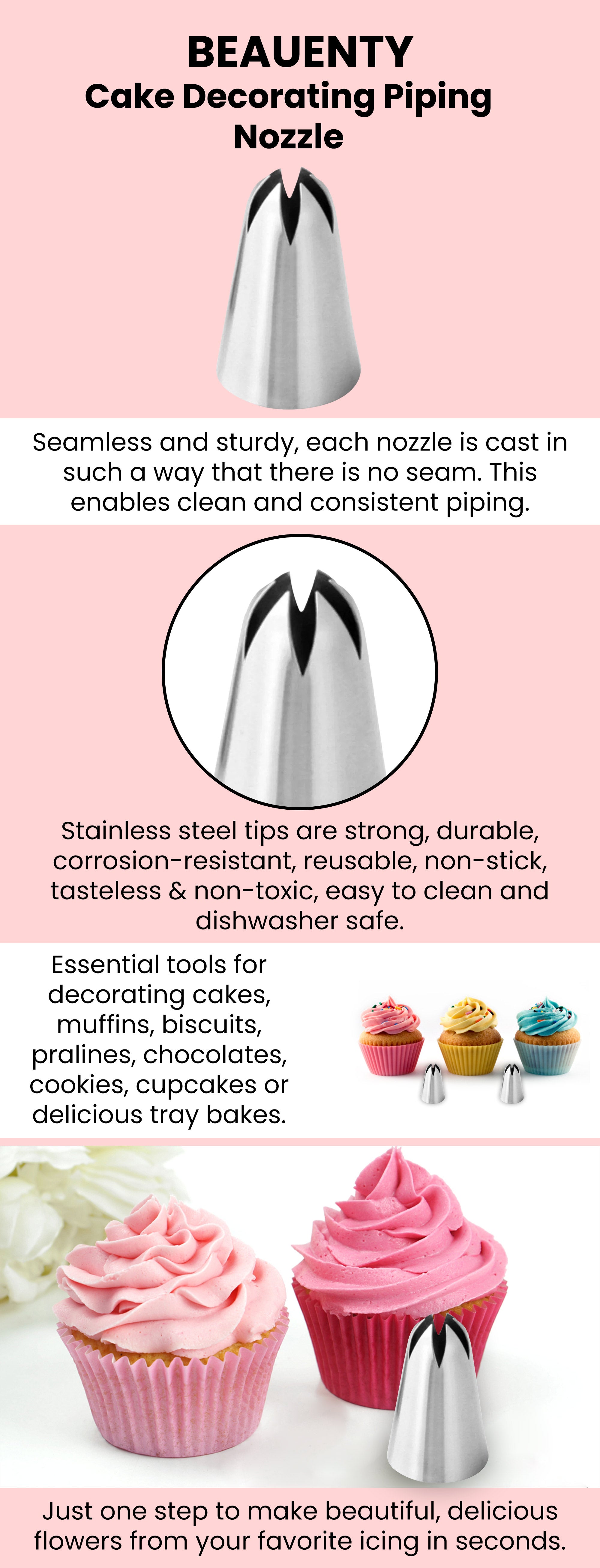 Cake Decorating Piping Nozzle Silver